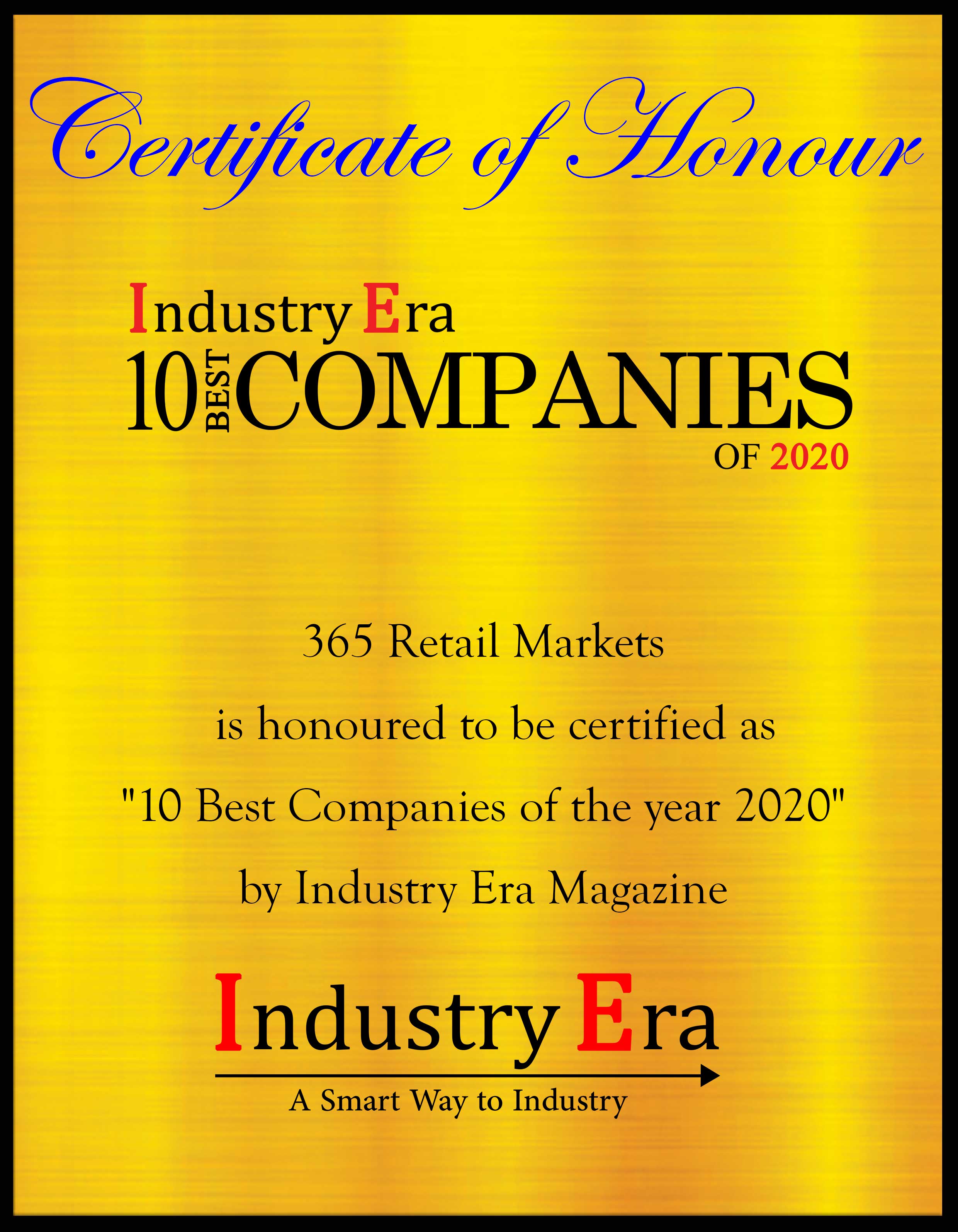 Joe Hessling Founder & CEO 365 Retail Markets 10 Best Companies of Year the 2020