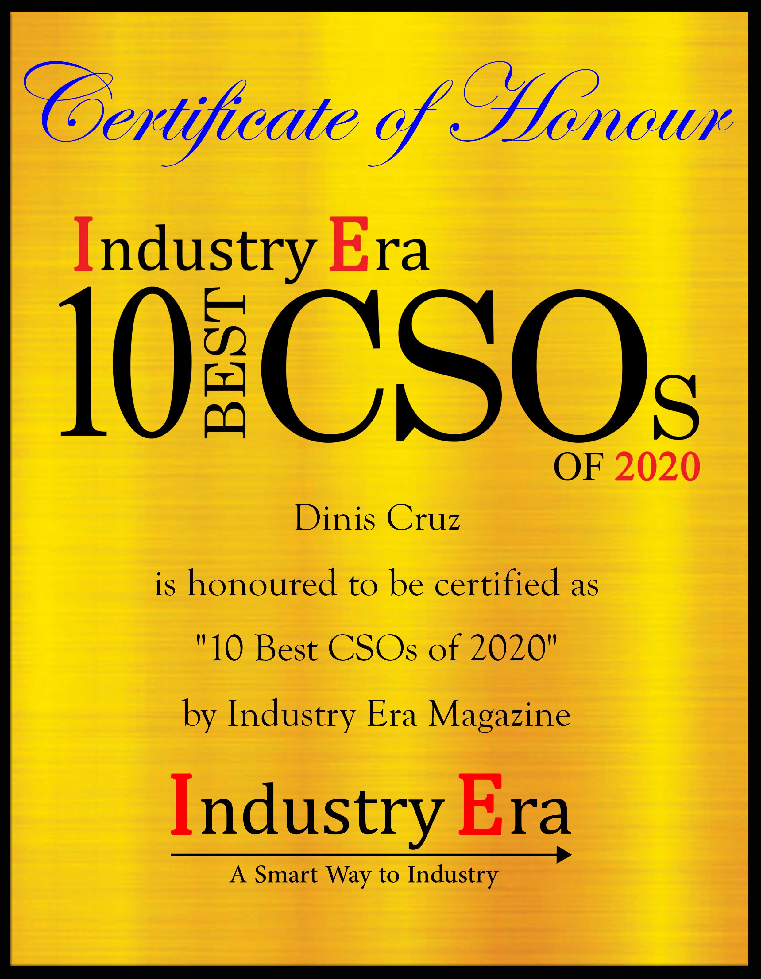 Dinis Cruz, CTO & CISO of Glasswall, Certificate