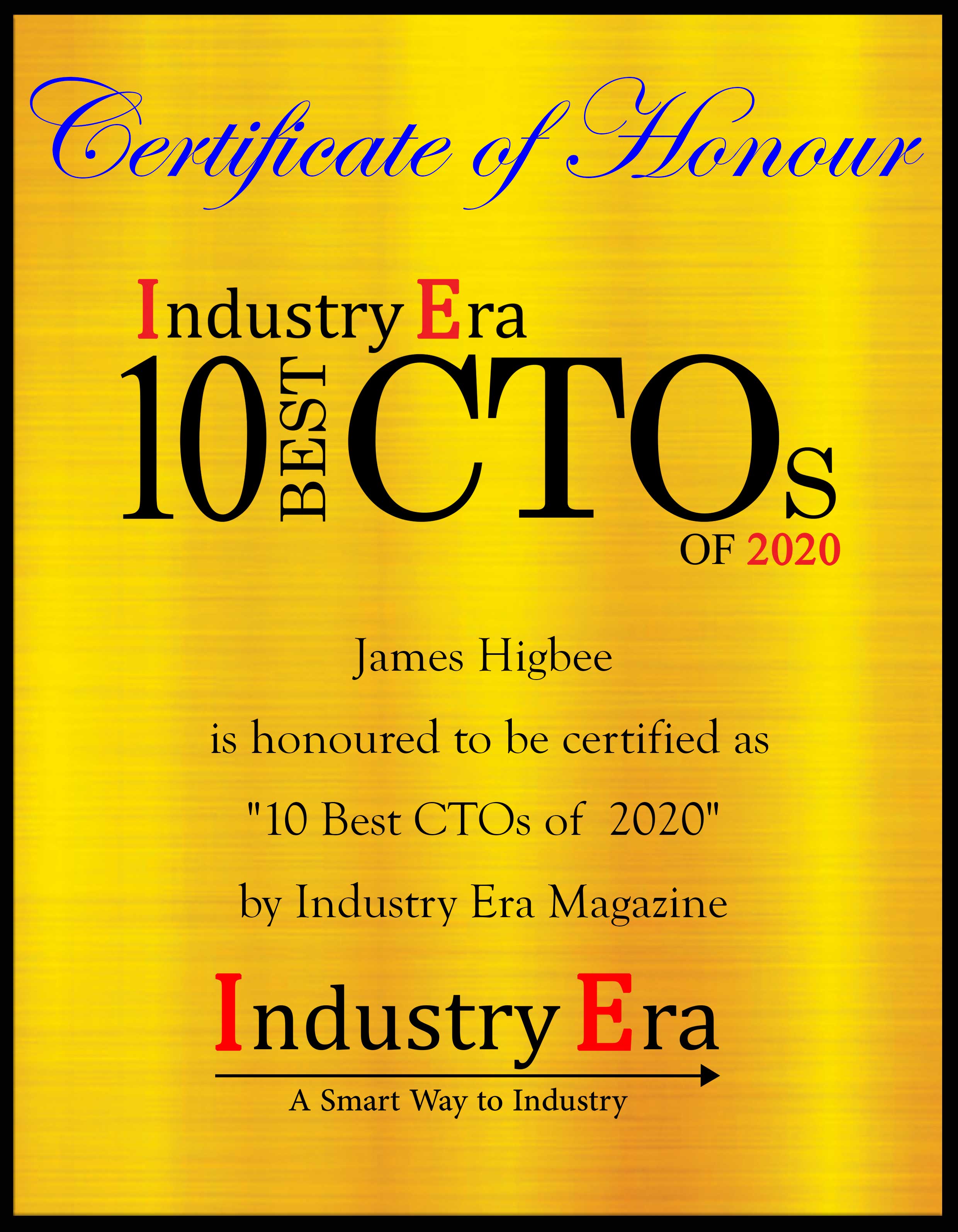 James Higbee CTO The McGRP International Certificate