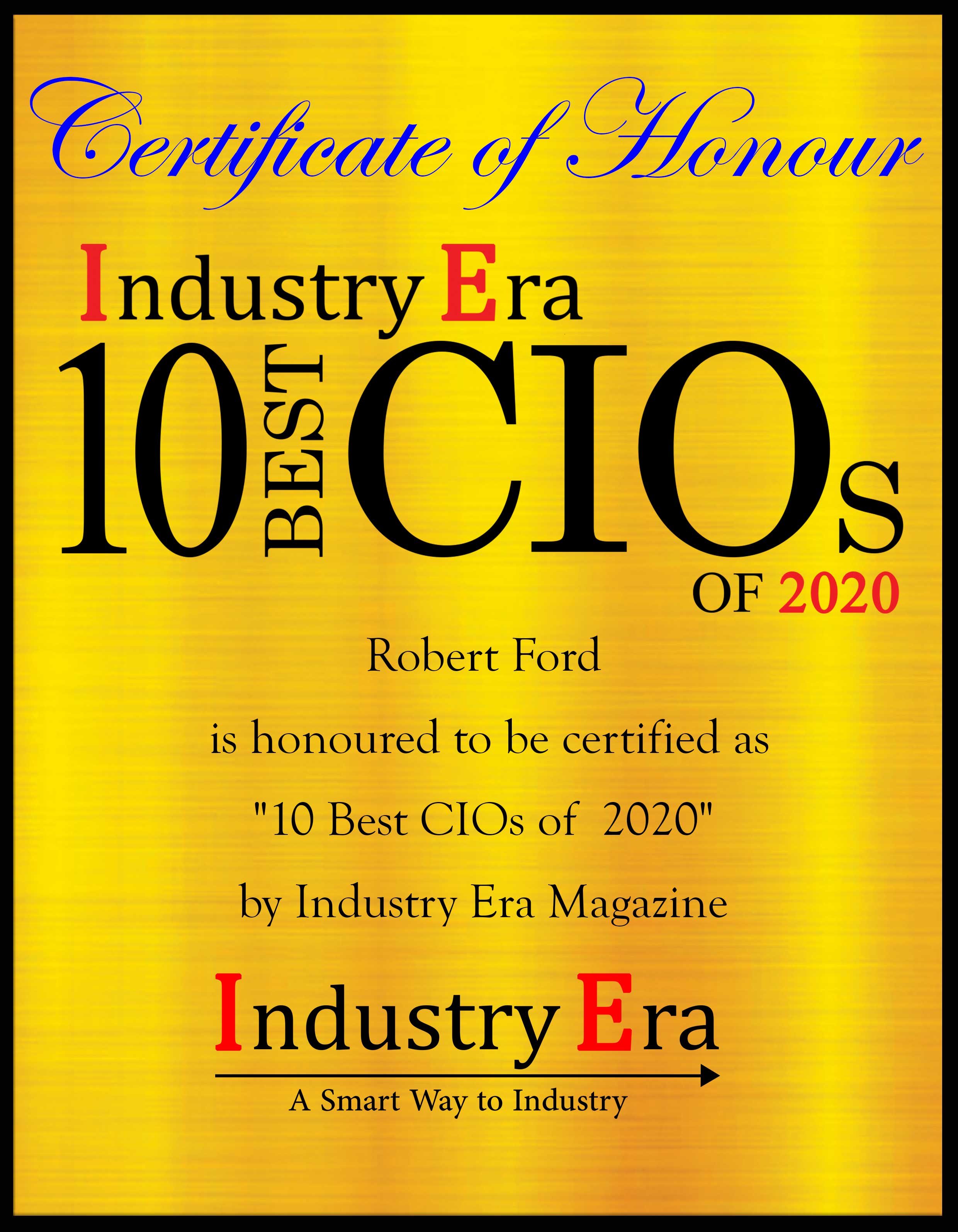 Robert Ford CIO Northwest University Certificate