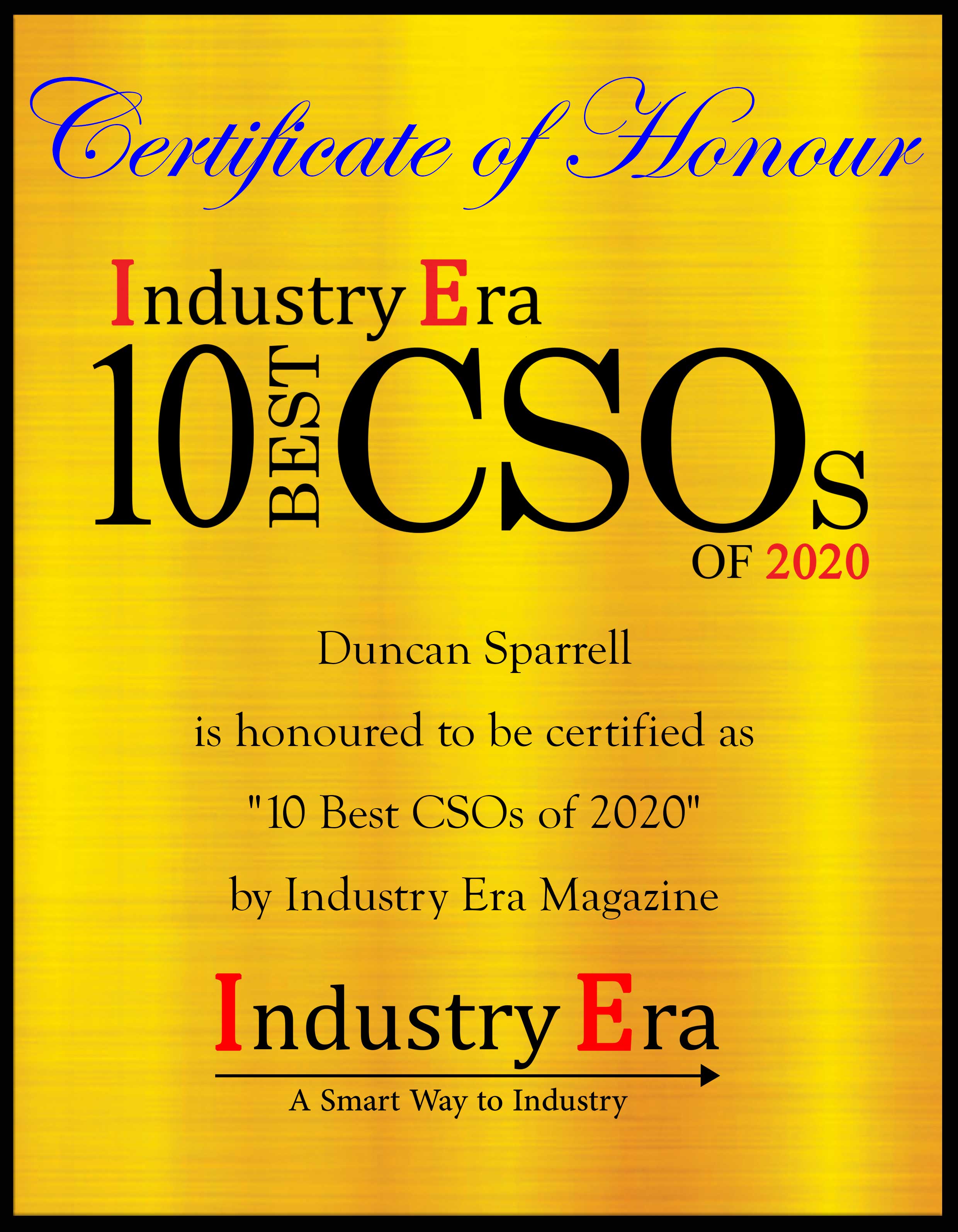 Duncan Sparrell, CSO of sFractal Consulting LLc Certificate